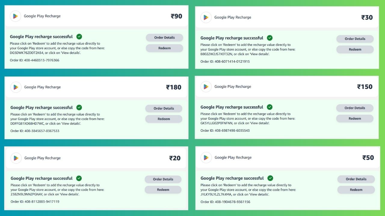 ₹100 रिडीम कोड Google Play Store Redeem Codes Proof